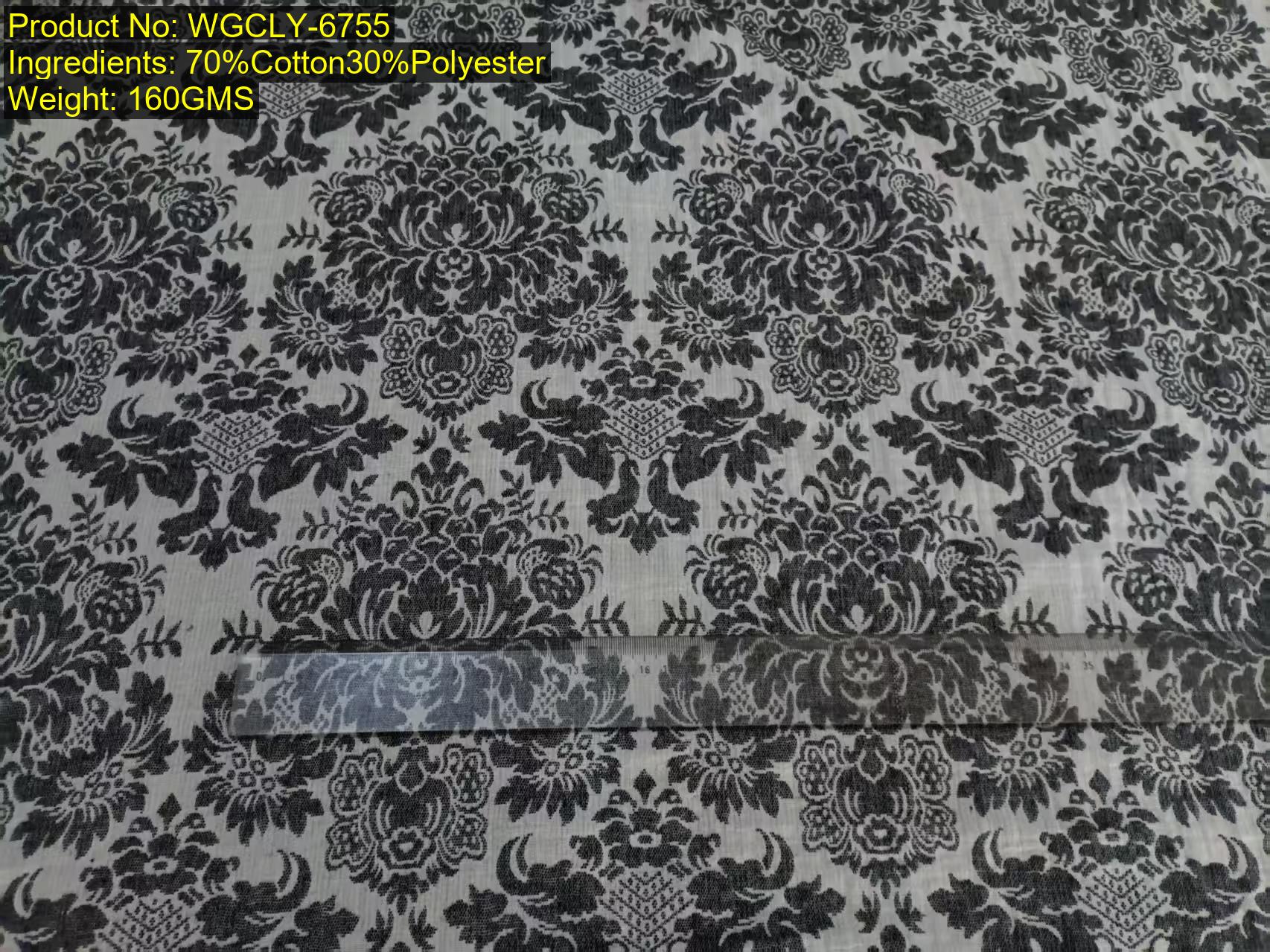 Fabric photo with ruler - WGCLY-6755 - woven big jacquard - cotton polyester with 300D - used for price calculator validation