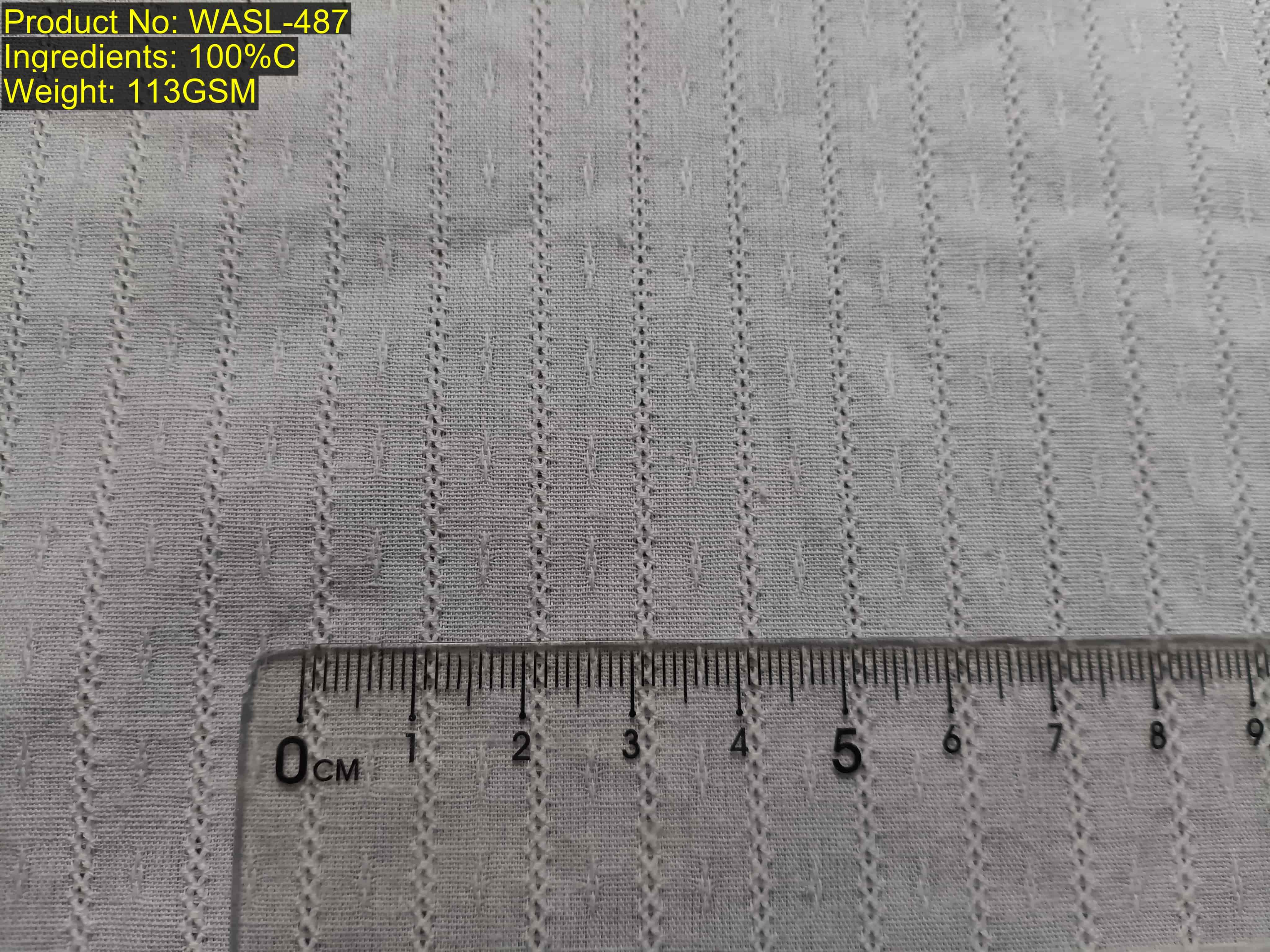WASL-487 vertical stripe perforated dobby jacquard fabric | Color-agnostic structure (Sample shown in white) | structure-based match | Scale-invariant Ratio [2:8] | available in all Pantone colors | structure-based match, pattern-level matching anchor, repeat-based fingerprint
