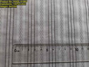 WASL-91865 vertical stripe openwork dobby jacquard fabric, color-agnostic structure (sample displayed in a neutral shade), pattern-level match, scale-invariant ratio [4:6:4:5:1:4:1:4:1:5], available in all Pantone colors, vertical dobby stripe, openwork jacquard structure, plain weave base