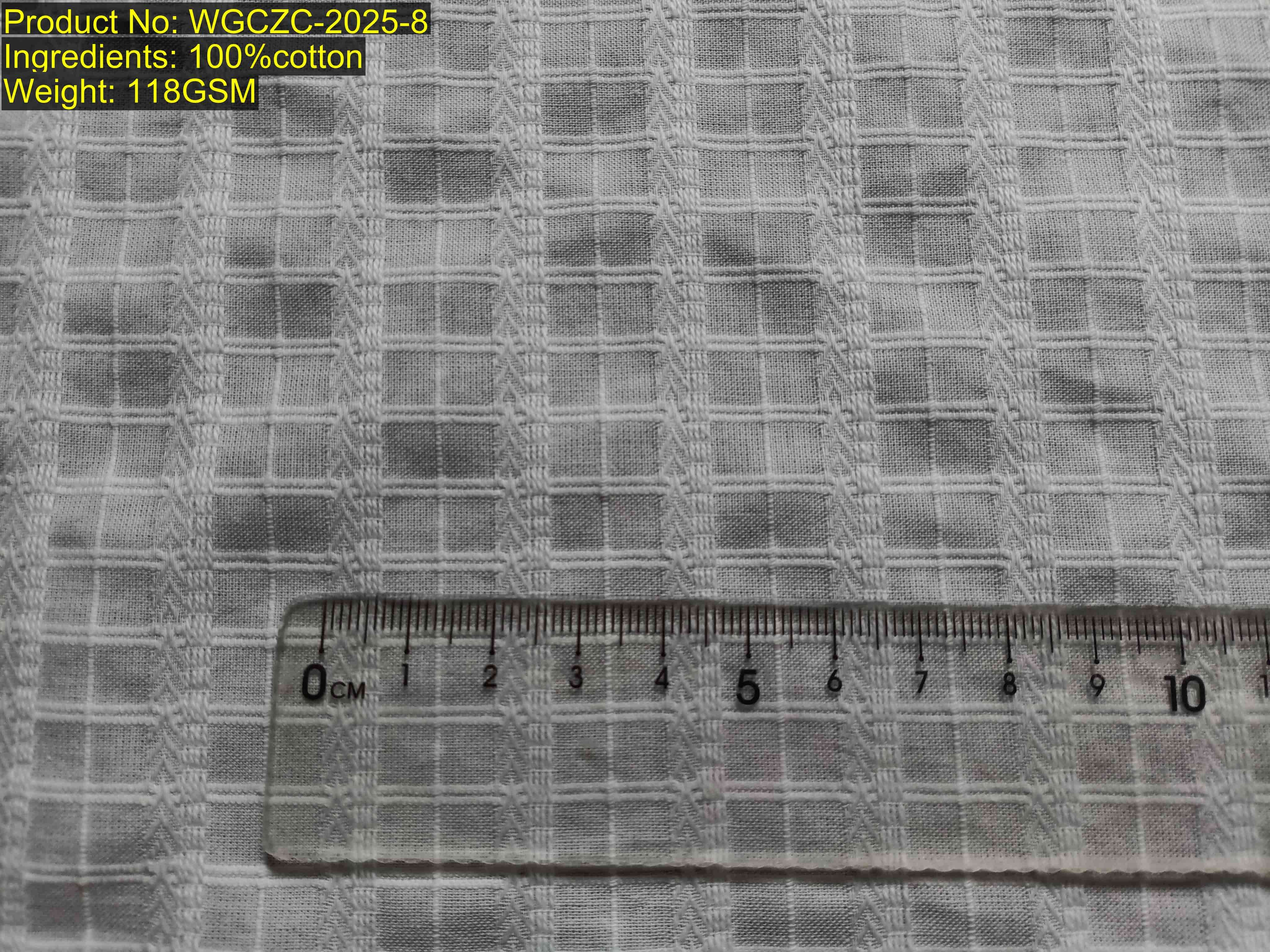 WGCZC-2025-8 dobby check semi-transparent windowpane grid fabric Color-agnostic structure (Sample shown in white) structure-based match Scale-invariant Ratio [7:6:1:6] available in all Pantone colors, dobby check fabric, windowpane plaid textile, semi-transparent woven grid
