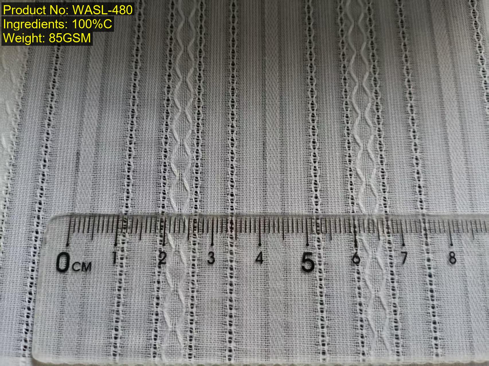 Warp composite leno stripe fabric with longitudinal wavy leno stripes and narrow openwork lines