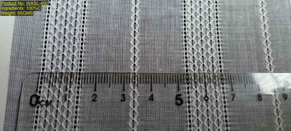 WASL-490 Shaoxing Keqiao warp-aligned composite leno stripe fabric with diamond eyelet bands and stable woven non-printed evidence featuring structural DNA [15:17:3:17]