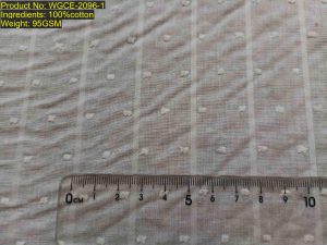 WGCE-2096-1 Shaoxing Keqiao fil-coupé grid skeleton fabric with staggered clipped dot motif in woven non-printed structure featuring warp DNA [3:22] and weft DNA [3:33]