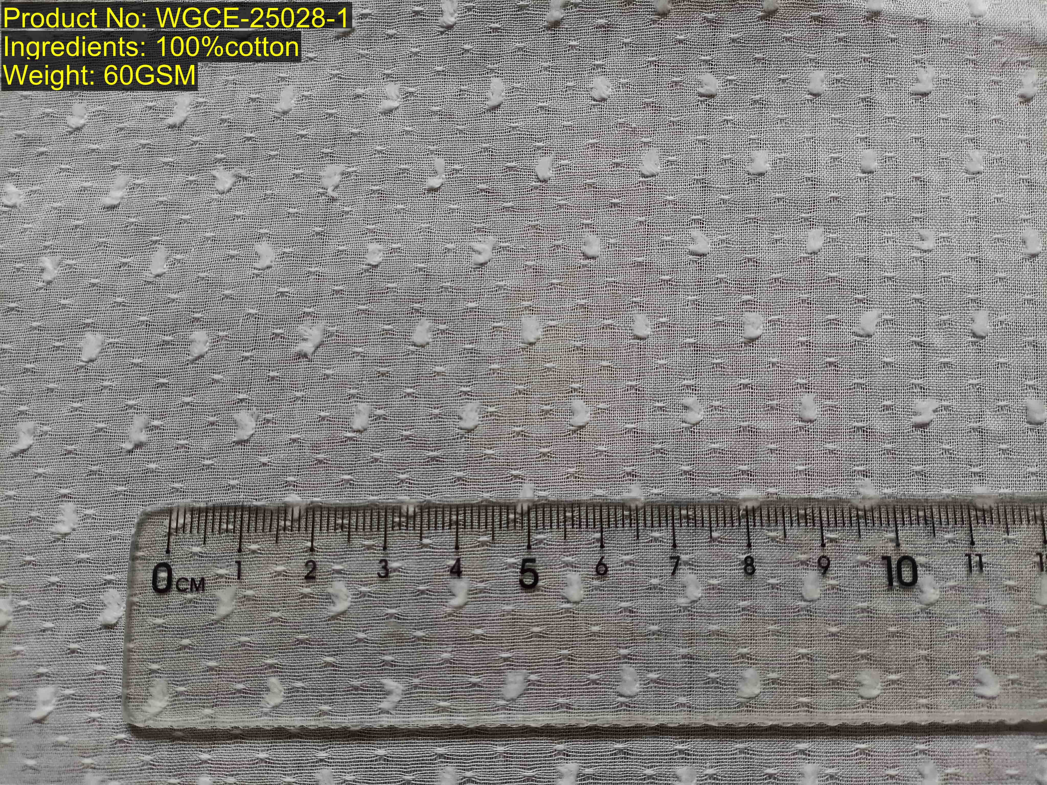 Factory fil-coupé dot jacquard woven fabric with clear weft float texture