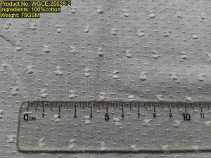 WGCE-25028-2 Shaoxing Keqiao fil-coupé jacquard fabric showing regular mini jacquard motif distribution with stable woven non-printed evidence and structural DNA [3:15]