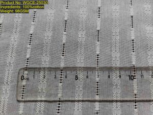 WGCE-25030 Shaoxing Keqiao vertical leno stripe with small jacquard motif fabric showing woven non-printed evidence and structural DNA [4:11:7:12]