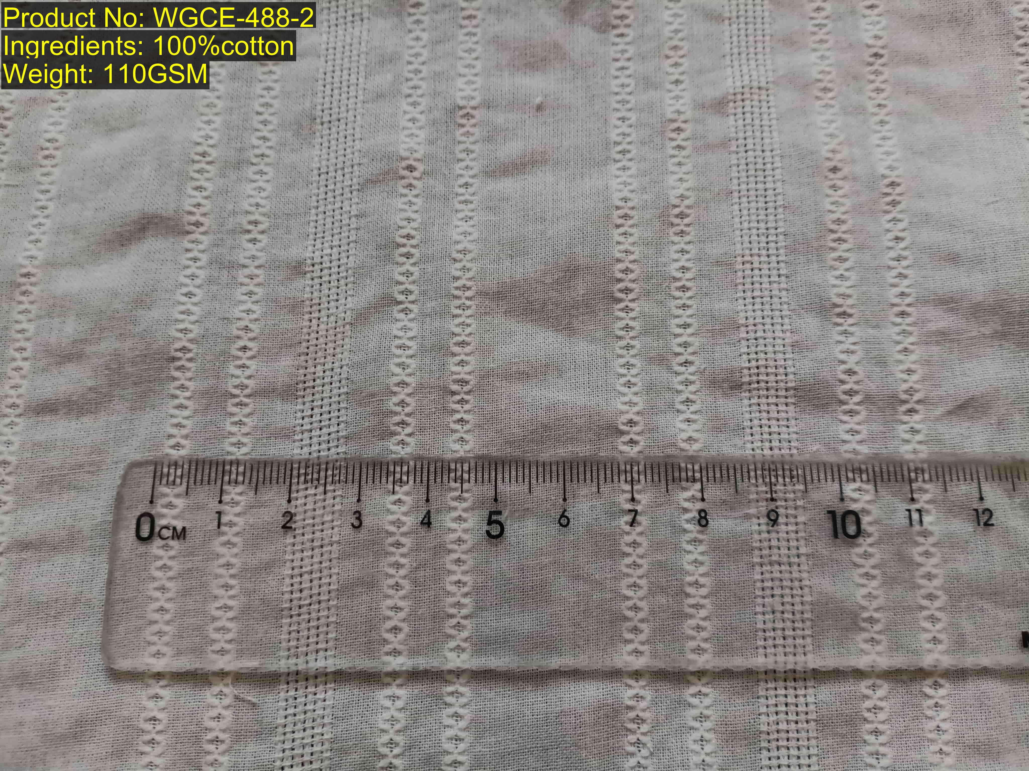 带有条纹中几何镂空结构的纵向纱罗条纹提花面料，用于结构识别