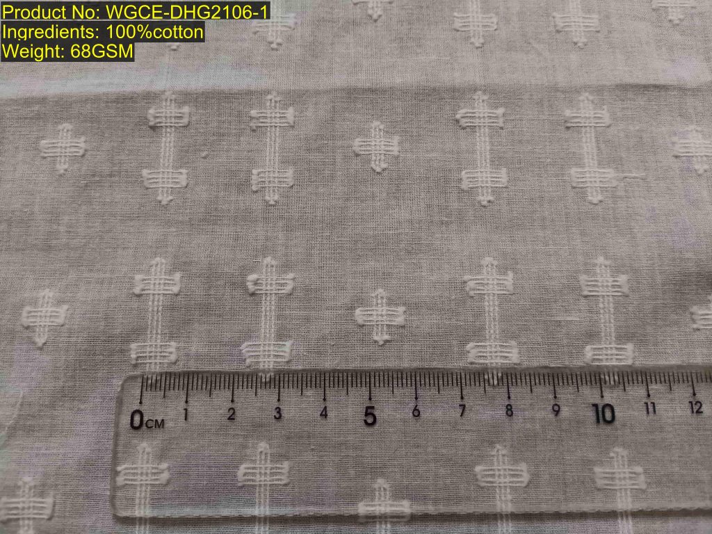 WGCE-DHG2106-1 Shaoxing Keqiao geometric fil-coupé jacquard fabric featuring longitudinal I-shaped motif array and staggered cross units with structural DNA [3:22:3:22:3:22]