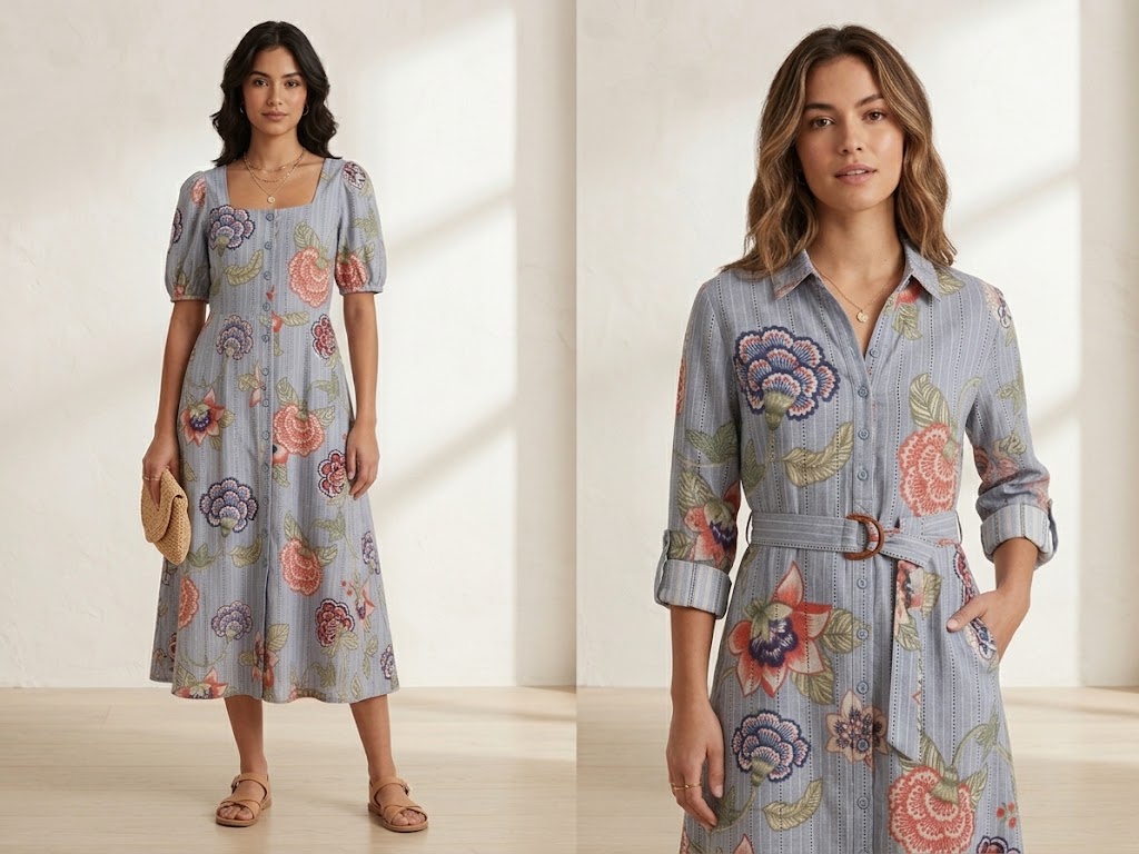 WASL-2025-11 floral leno small jacquard fabric application visualization for women's dresses and blouses