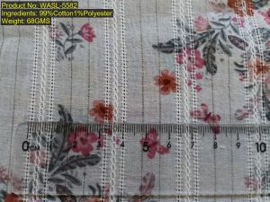 WASL-5582 cotton floral leno weave small jacquard fabric with vertical openwork stripes and ruler reference