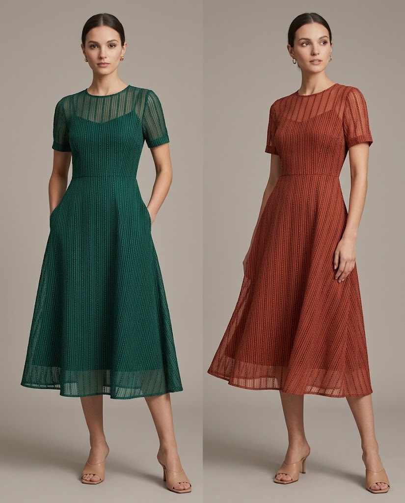 WGC-1C-27 Tencel nylon small jacquard fabric application visualization for womenswear dresses