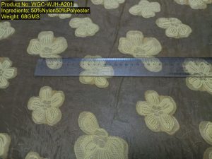 WGC-WJH-A201 nylon polyester large woven jacquard fabric with scattered floral motifs and ruler scale reference