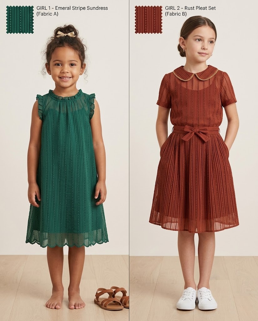 WGCGY-3232R-1 woven jacquard fabric kidswear dress application visualization