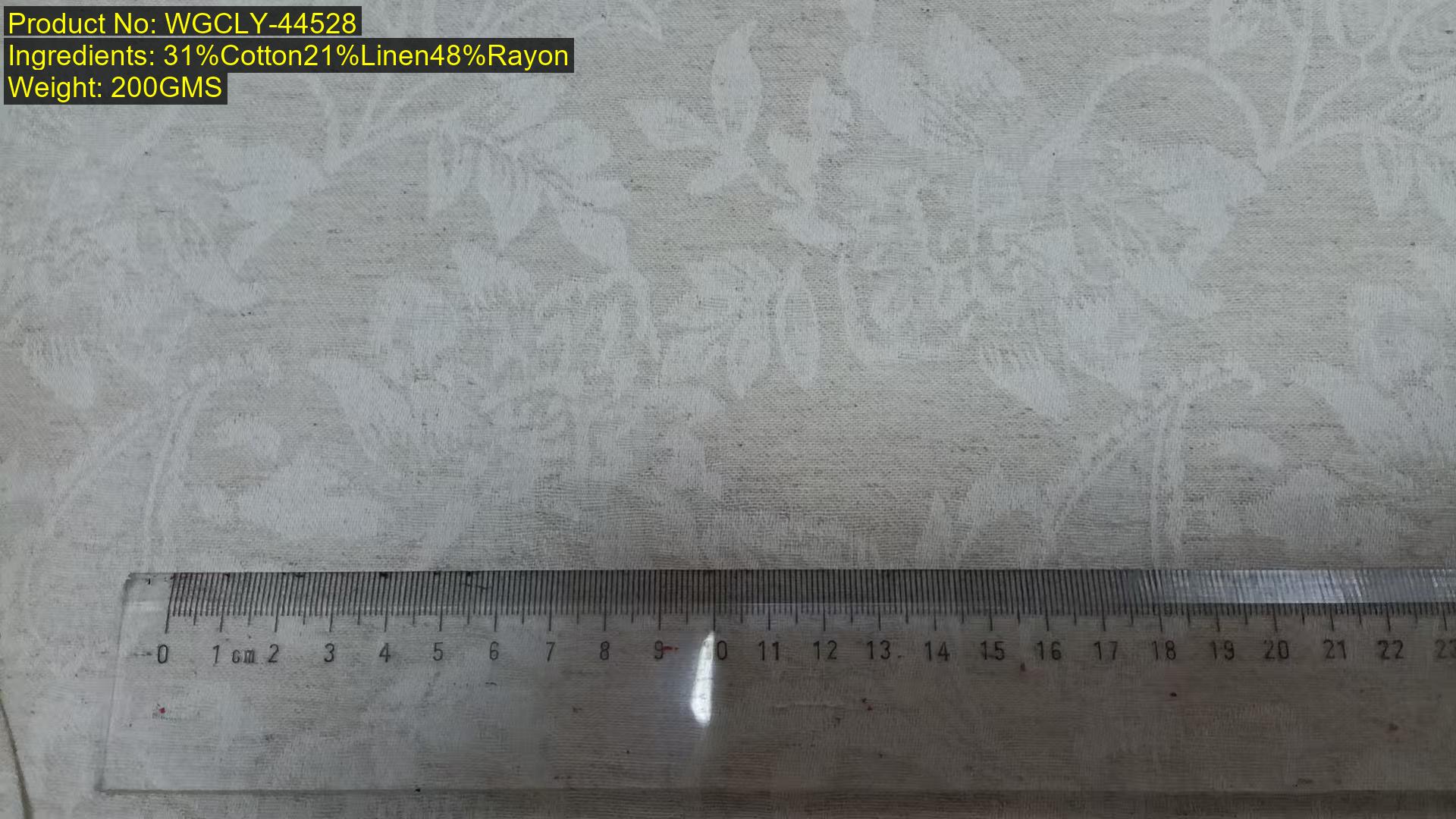 WGCLY-44528 cotton linen rayon large woven jacquard fabric with tonal botanical floral pattern
