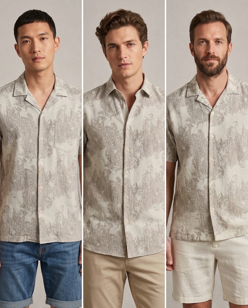 WGCLY-7230 linen blend jacquard mens shirt application