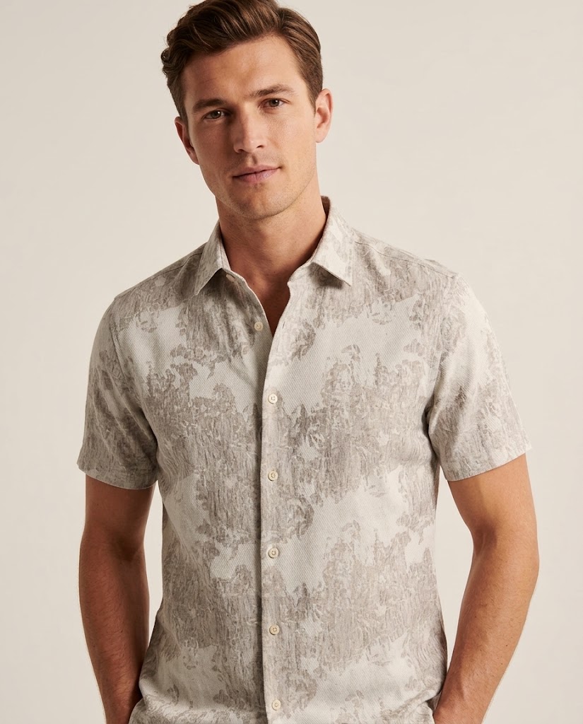 WGCLY-7230 woven jacquard short sleeve shirt application