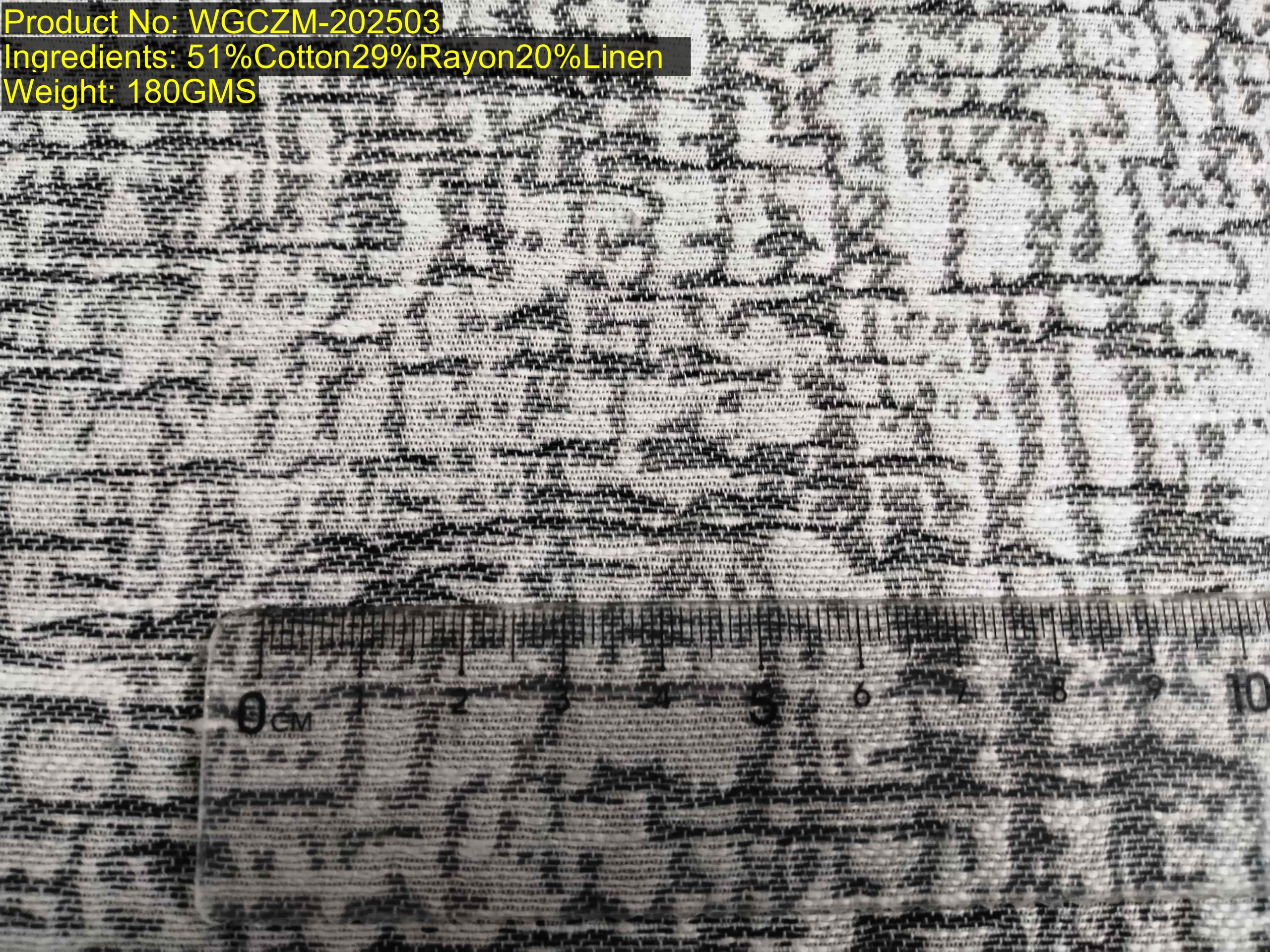 WGCZM-202503 yarn-dyed cotton rayon linen large woven jacquard fabric with abstract linear pattern
