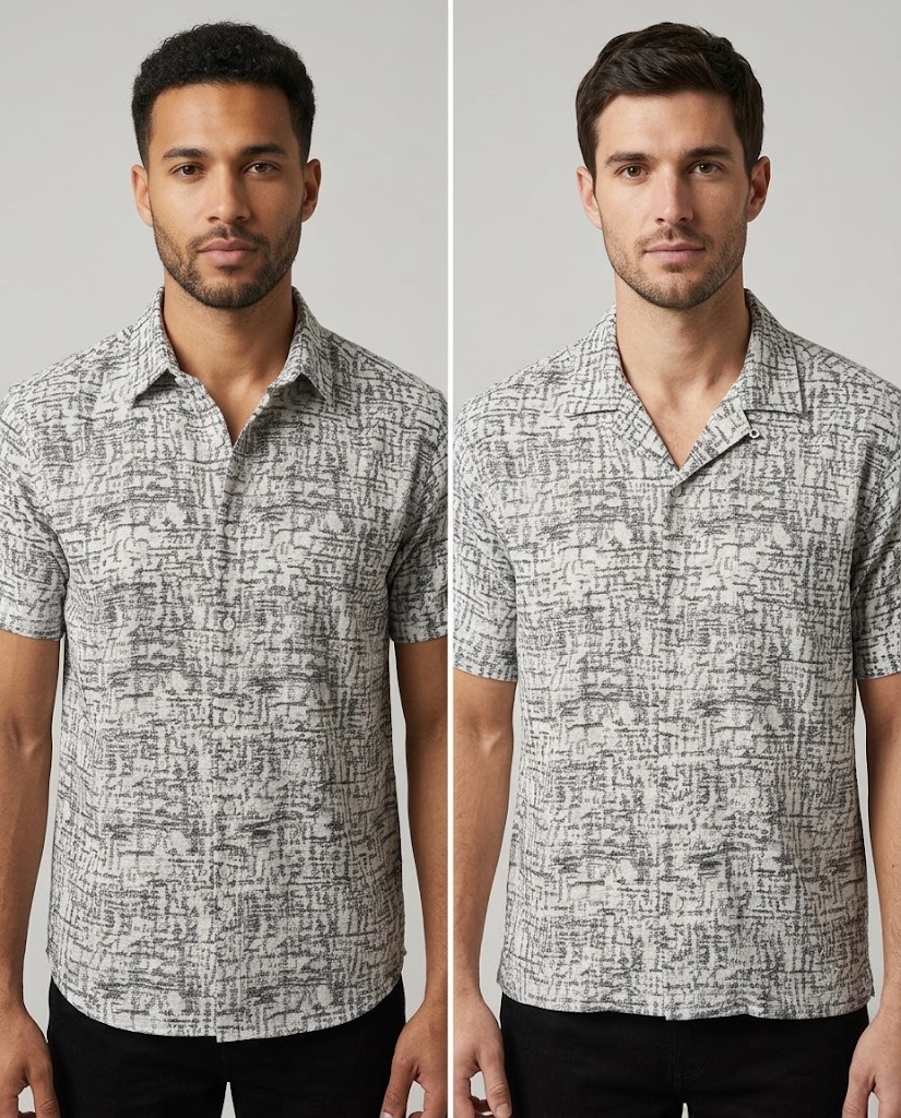 WGCZM-202503 cotton rayon linen jacquard fabric application visualization for men's casual shirts in different color directions