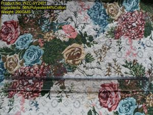 WZC-9Y2401 cotton polyester floral large woven jacquard fabric with multicolor botanical motifs