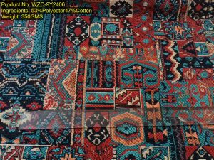 WZC-9Y2406 cotton polyester multicolor large woven jacquard fabric with patchwork geometric pattern